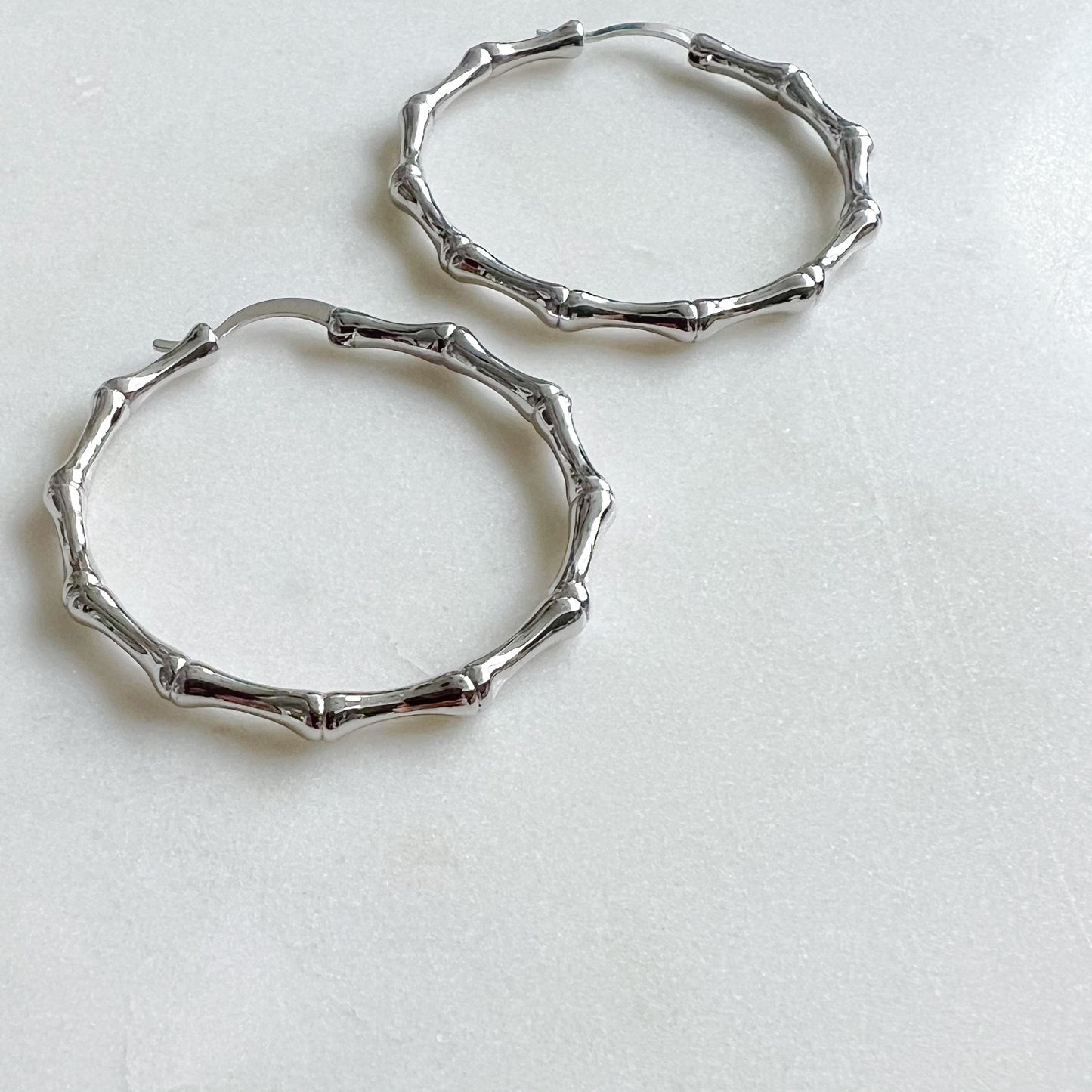Bamboo 925 Hoop Earrings