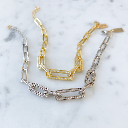 Long Link Bracelet - Bellestyle silver gold 925