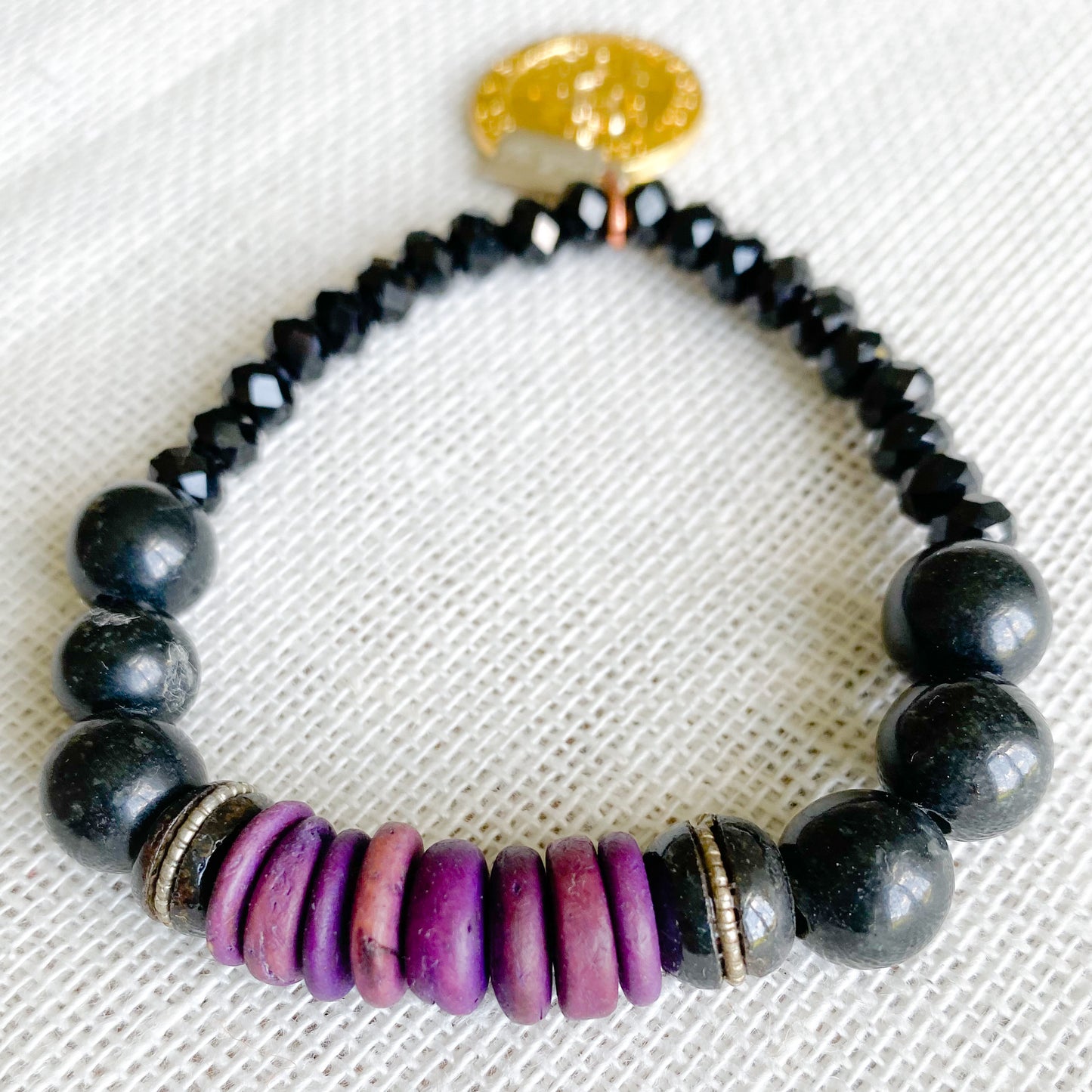St. Christopher Purple Rosewood Black Jade Bracelet - BelleStyle