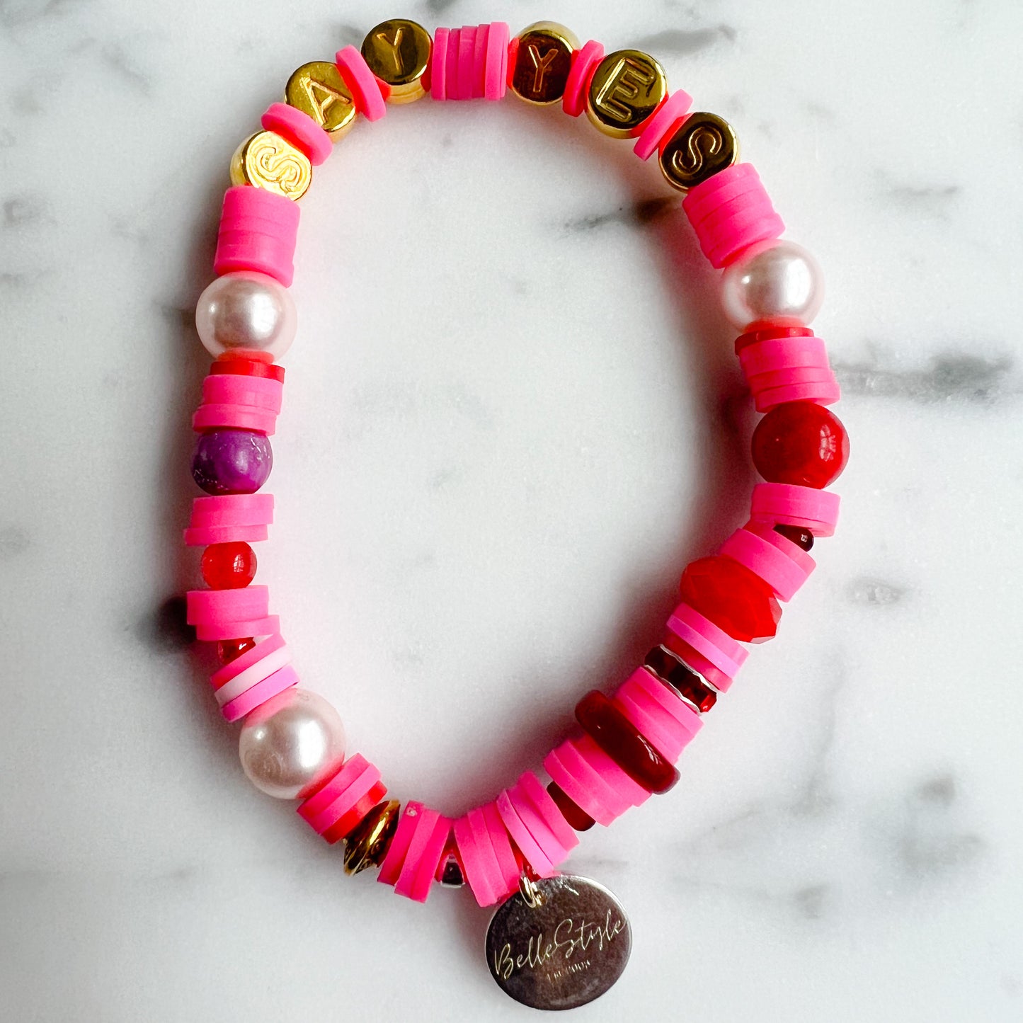 LIGHT Gold Friendship Bracelet Pink - BelleStyle