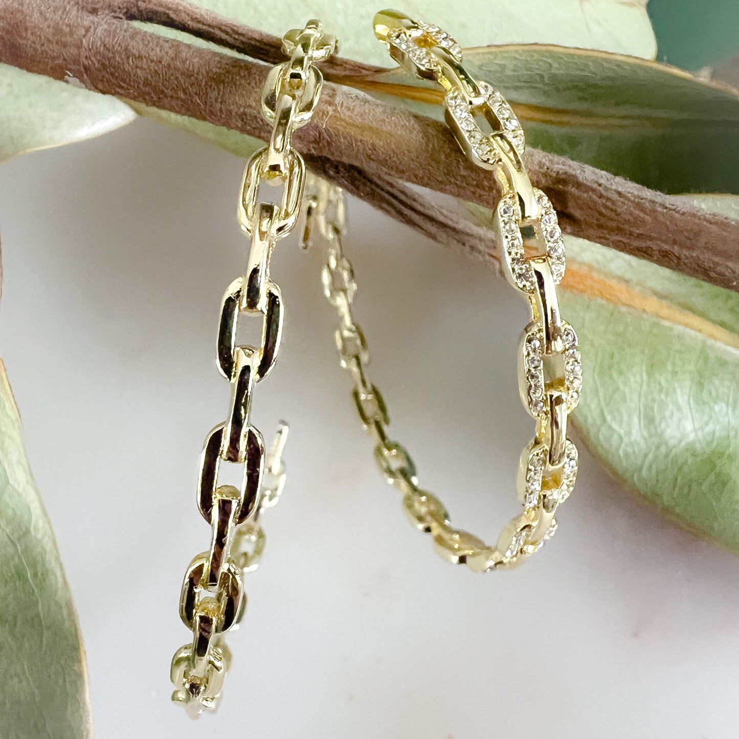 Jaime Crystal Pave Link 925 Cuff Bracelet