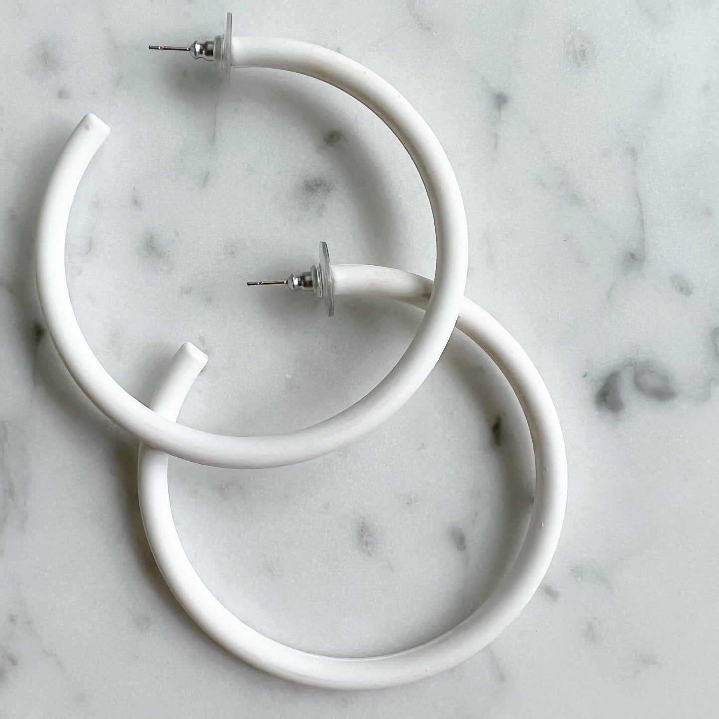 Captiva White Large Hoop Earrings - BelleStyle