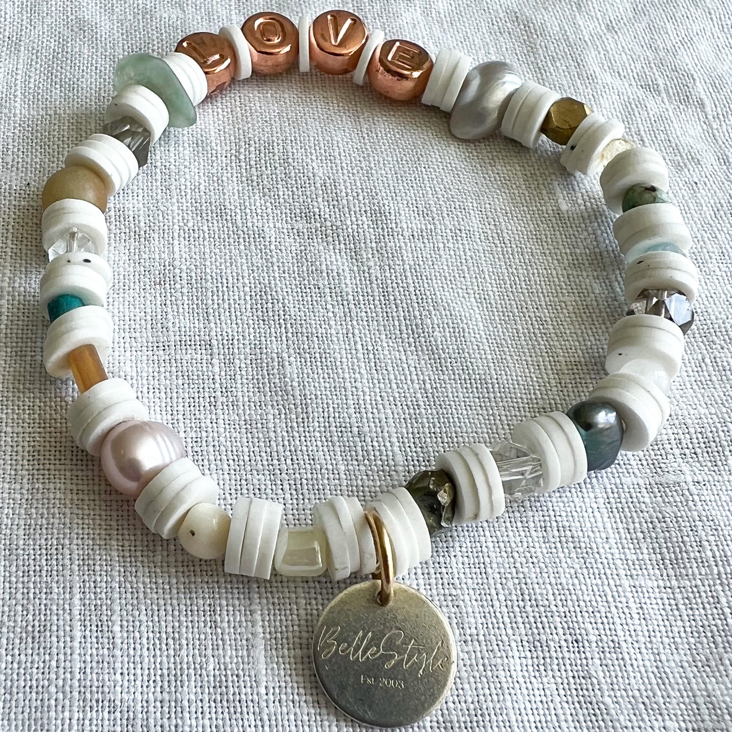 INSPIRE Gold White Letter Semi Precious Stone FWP 925 Friendship Bracelet