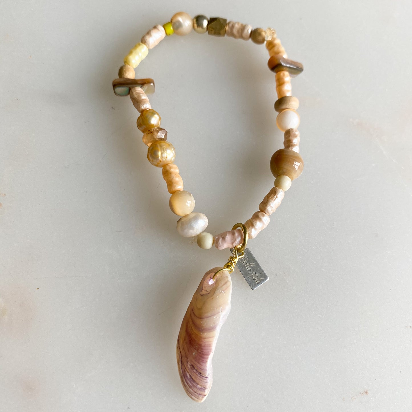 Morgan Sustainable Shell Bracelet - BelleStyle - crystal quartz rose quartz freshwater pearl handmade pink girls vintage mother of pearl shells