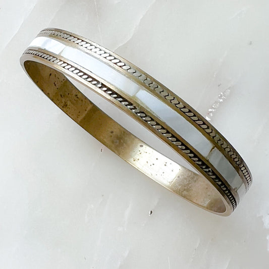 Mother of Pearl Brass Inlay Vintage Bracelet - BelleStyle
