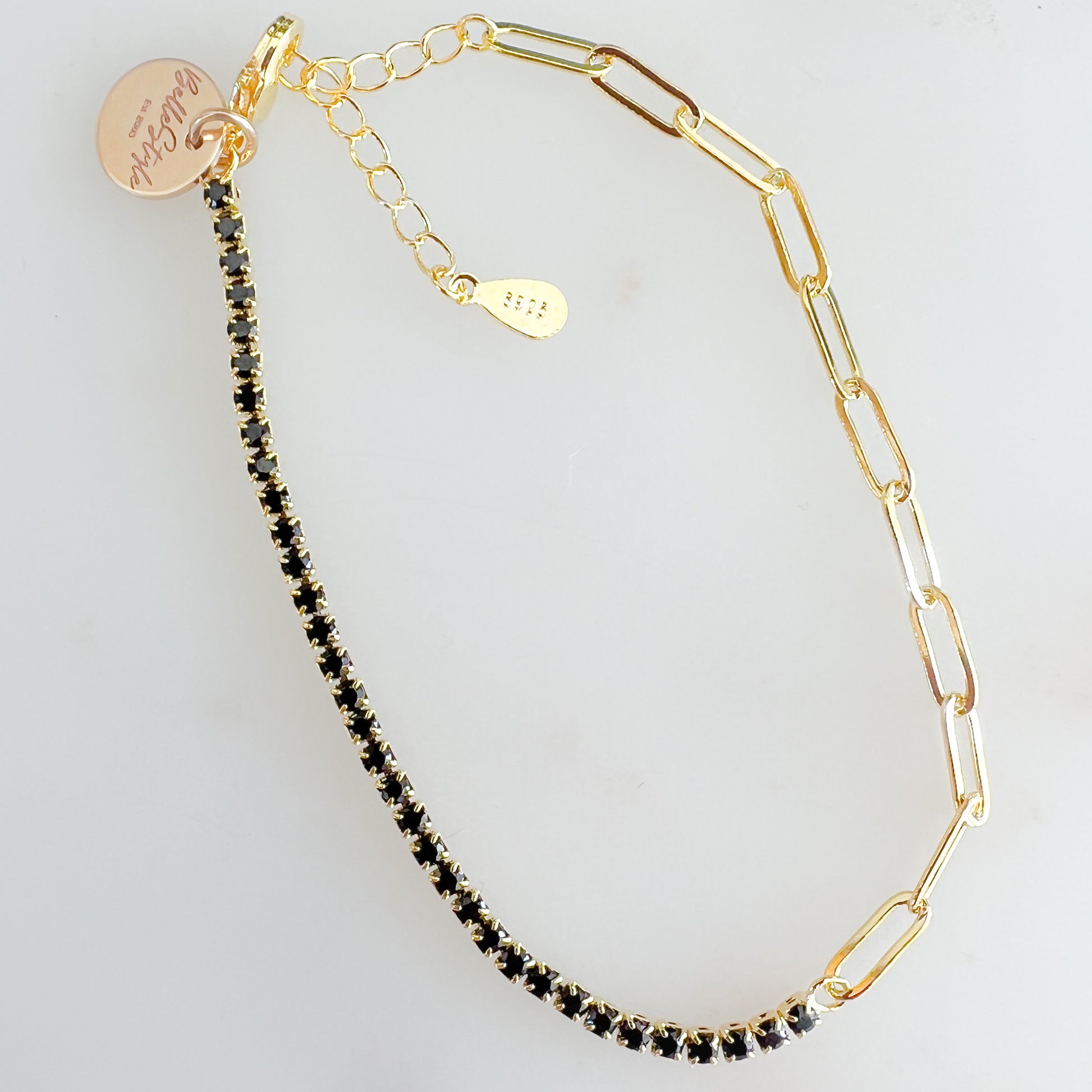 Josie Crystal Chain Sterling 925 Bracelet - BelleStyle