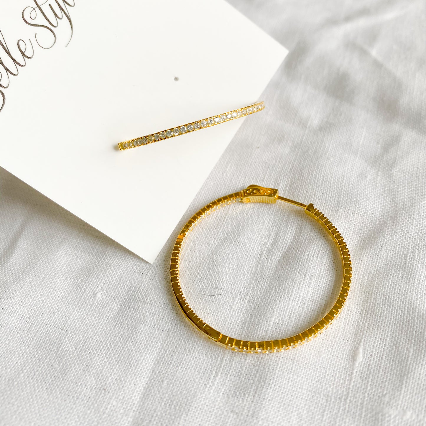 Taylor Gold Crystal Hoop Earrings - BelleStyle