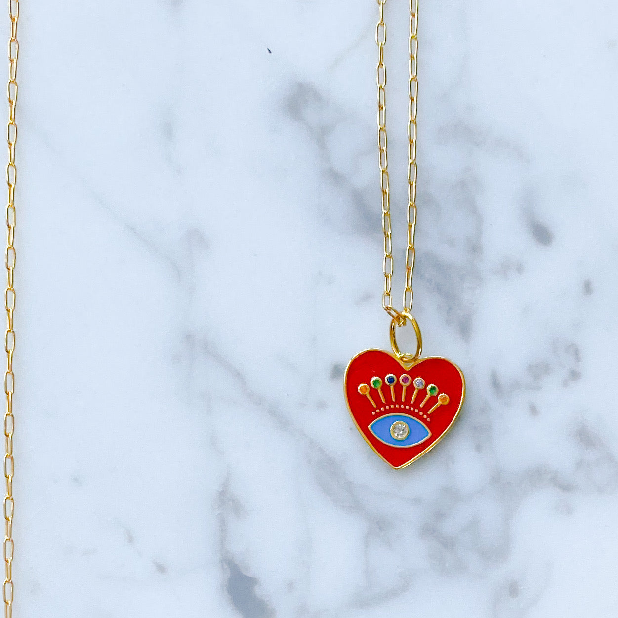 Heart Enamel Crystal Necklace - BelleStyle