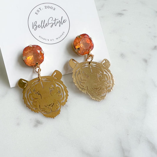 Tiger Post Earrings - BelleStyle