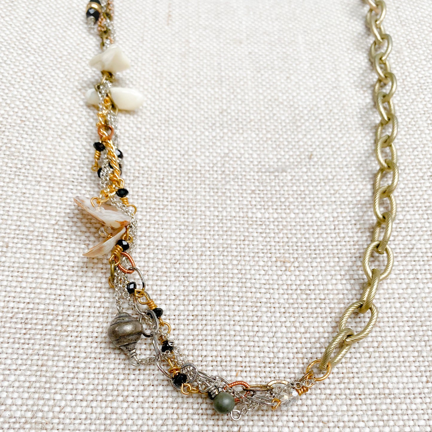 Mother of Pearl Braided Chain Necklace - BelleStyle