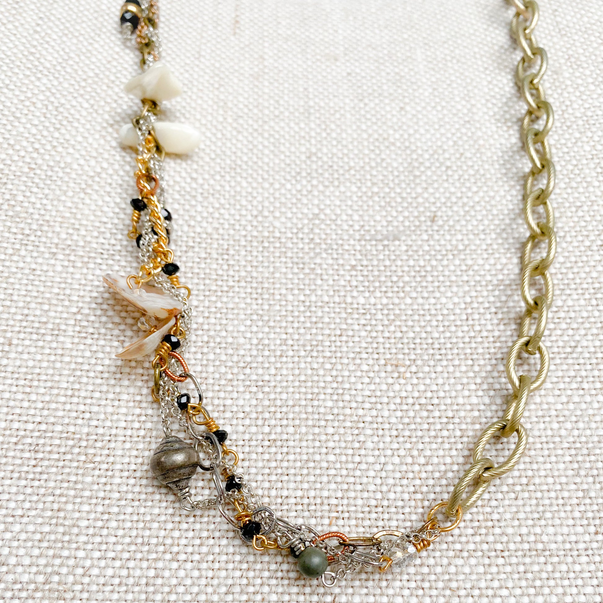 Mother of Pearl Braided Chain Necklace - BelleStyle