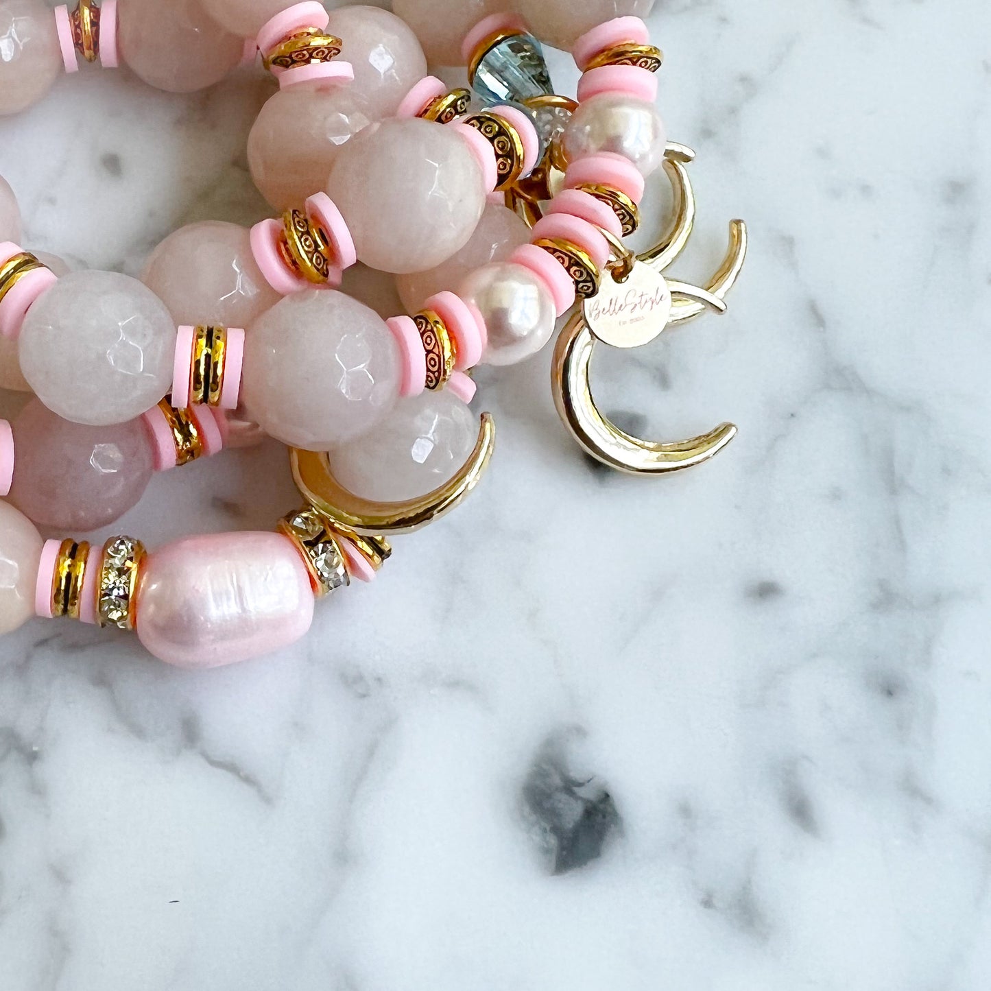 Lunar Gold Peach Quartz Bracelet - BelleStyle