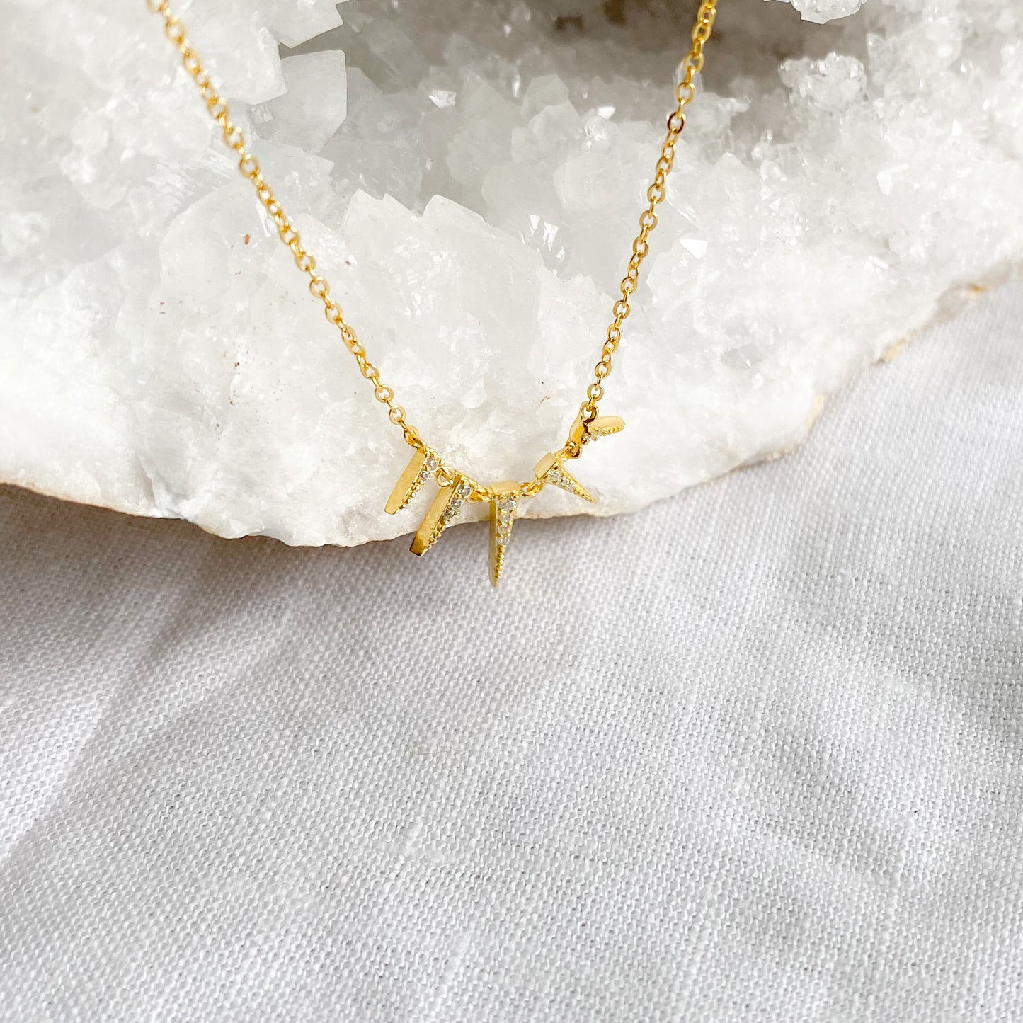Sunbeam Gold Crystal Necklace - BelleStyle