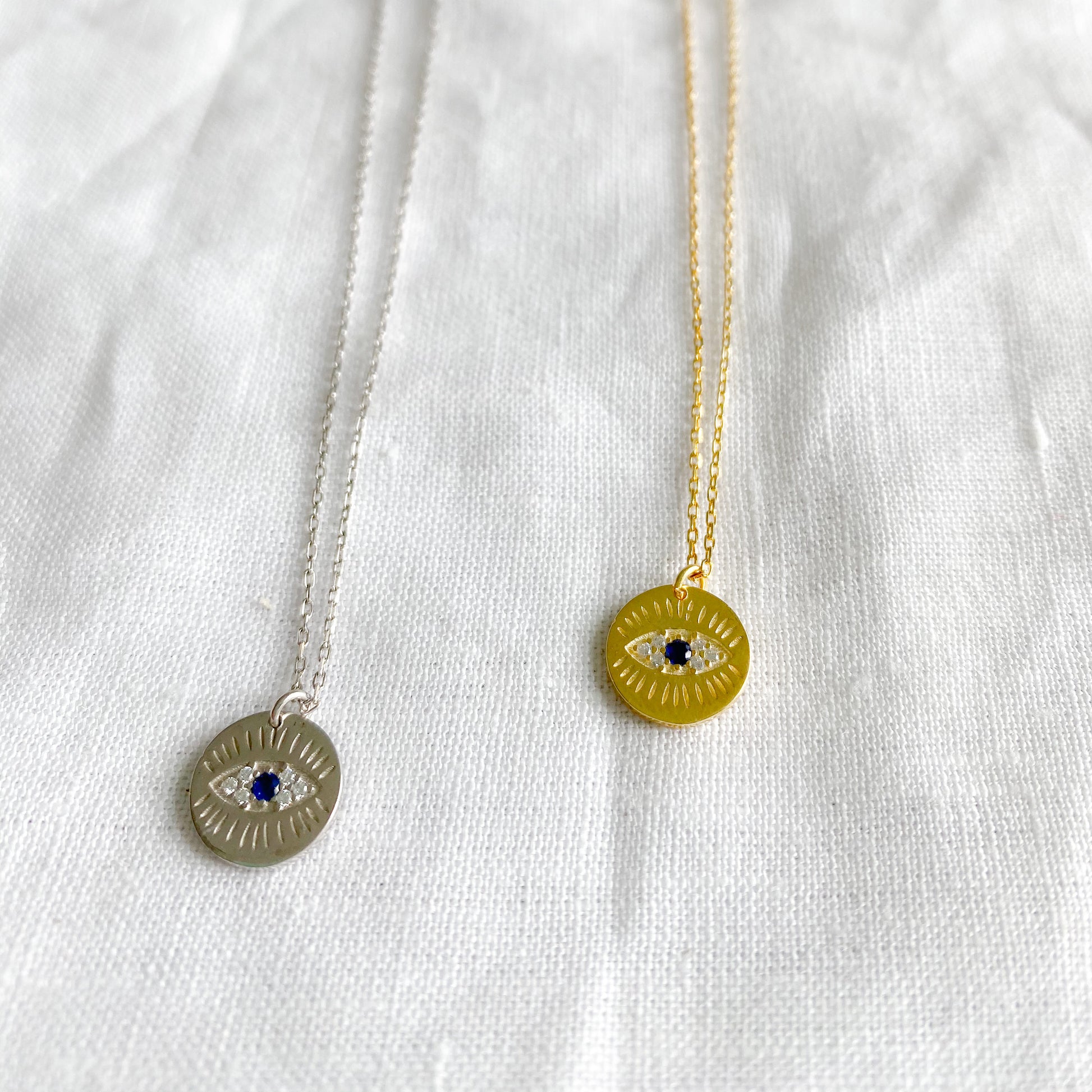 Round Evil Eye Protection Charm Necklace - BelleStyle