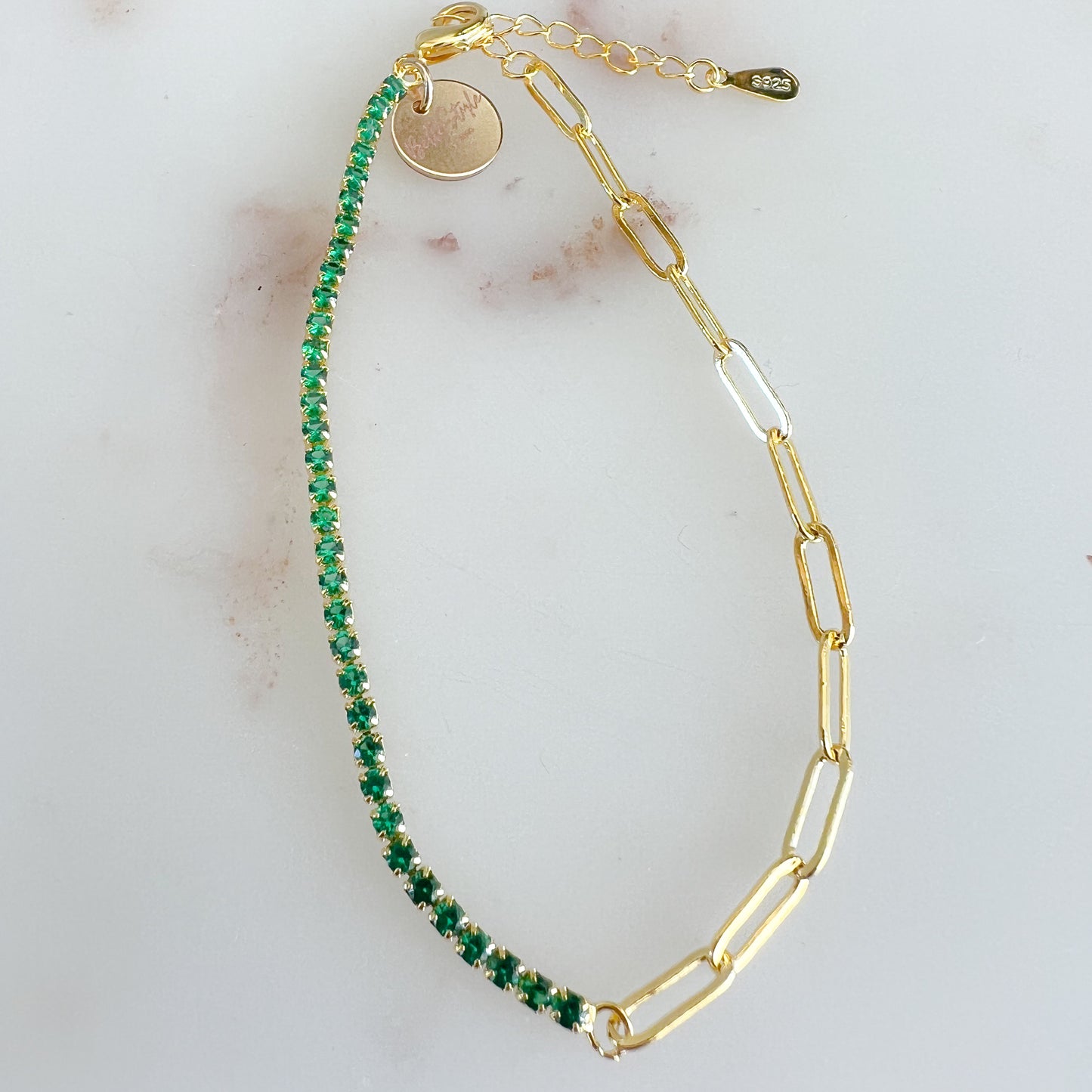 Josie Crystal Chain Sterling 925 Bracelet - BelleStyle