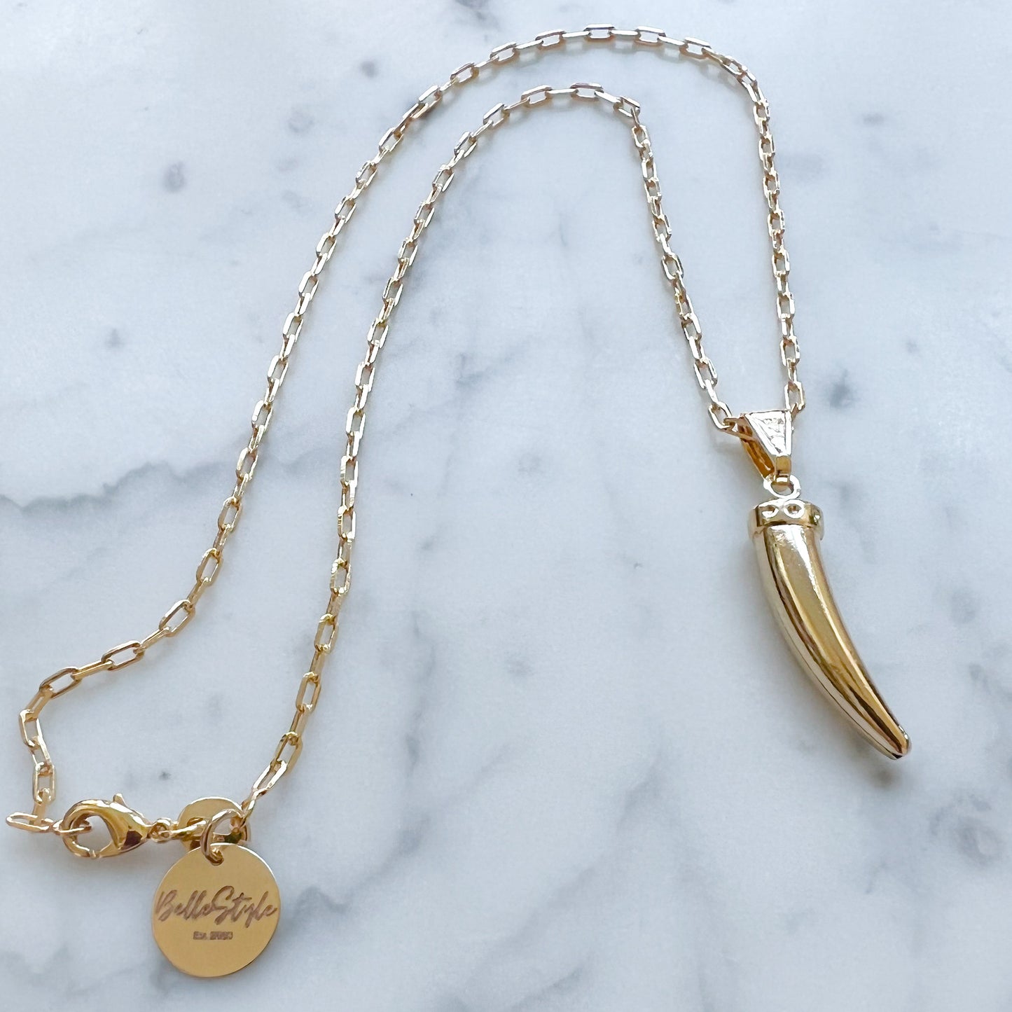 Italian Horn Gold Necklace - BelleStyle