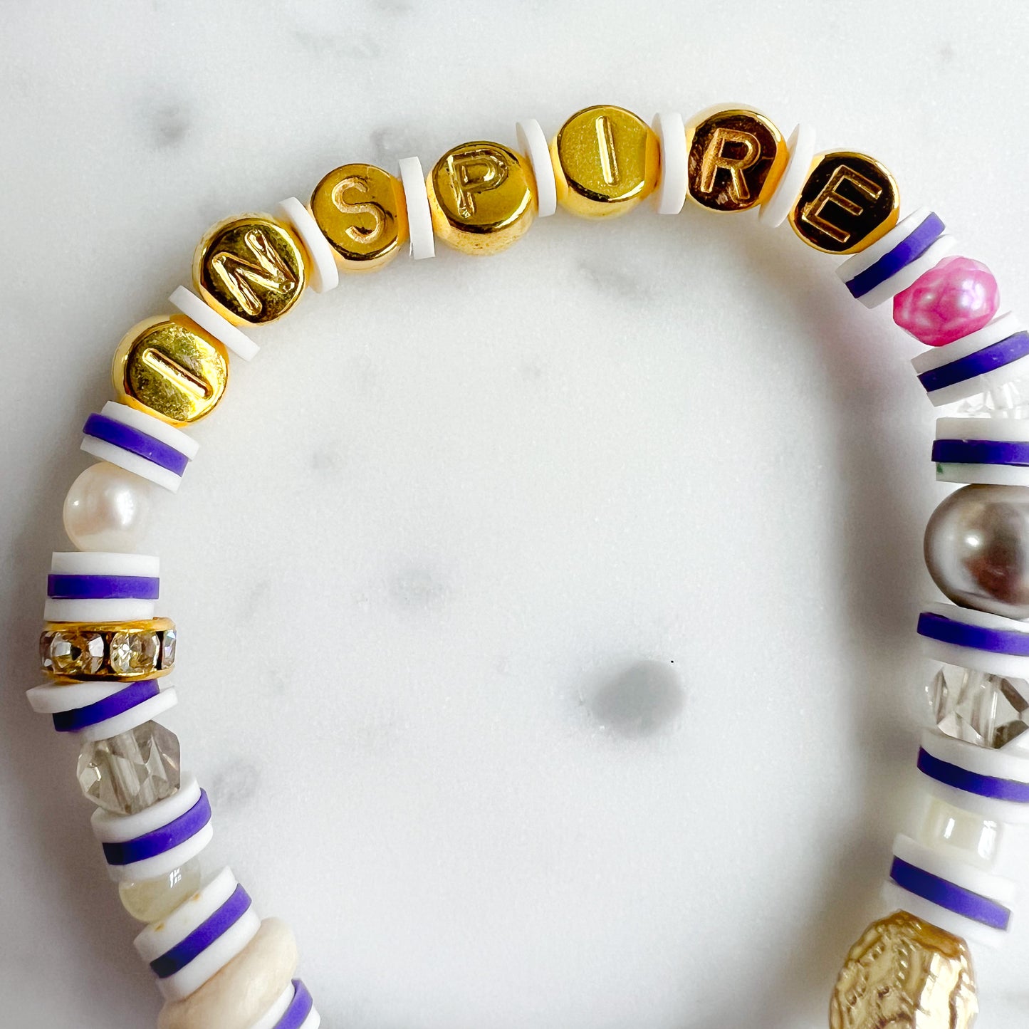 INSPIRE Gold Letter Semi Precious Stone FWP 925 Friendship Bracelet