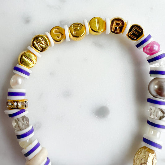 INSPIRE Gold Letter Semi Precious Stone FWP 925 Friendship Bracelet