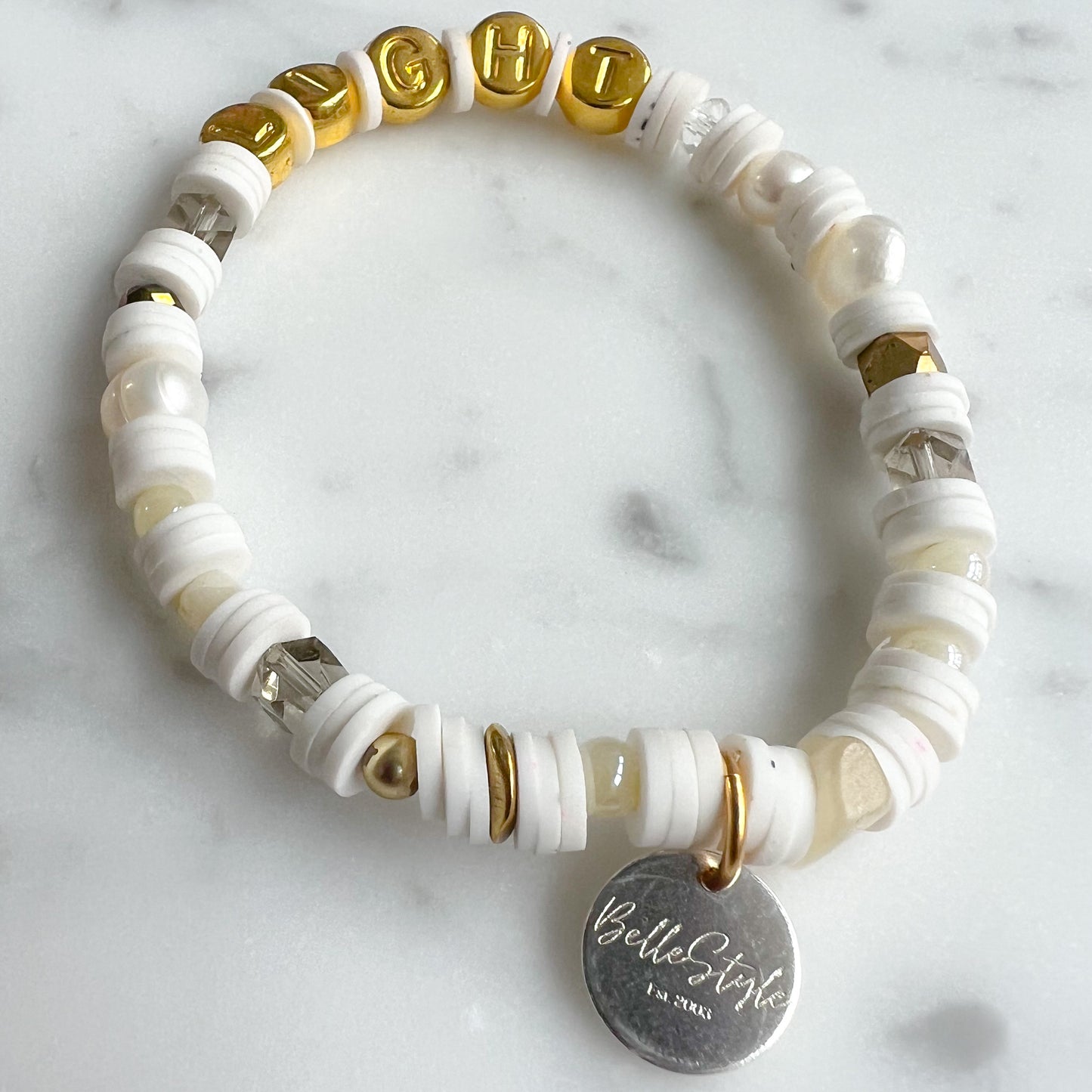 LIGHT Gold Friendship Bracelet White - BelleStyle
