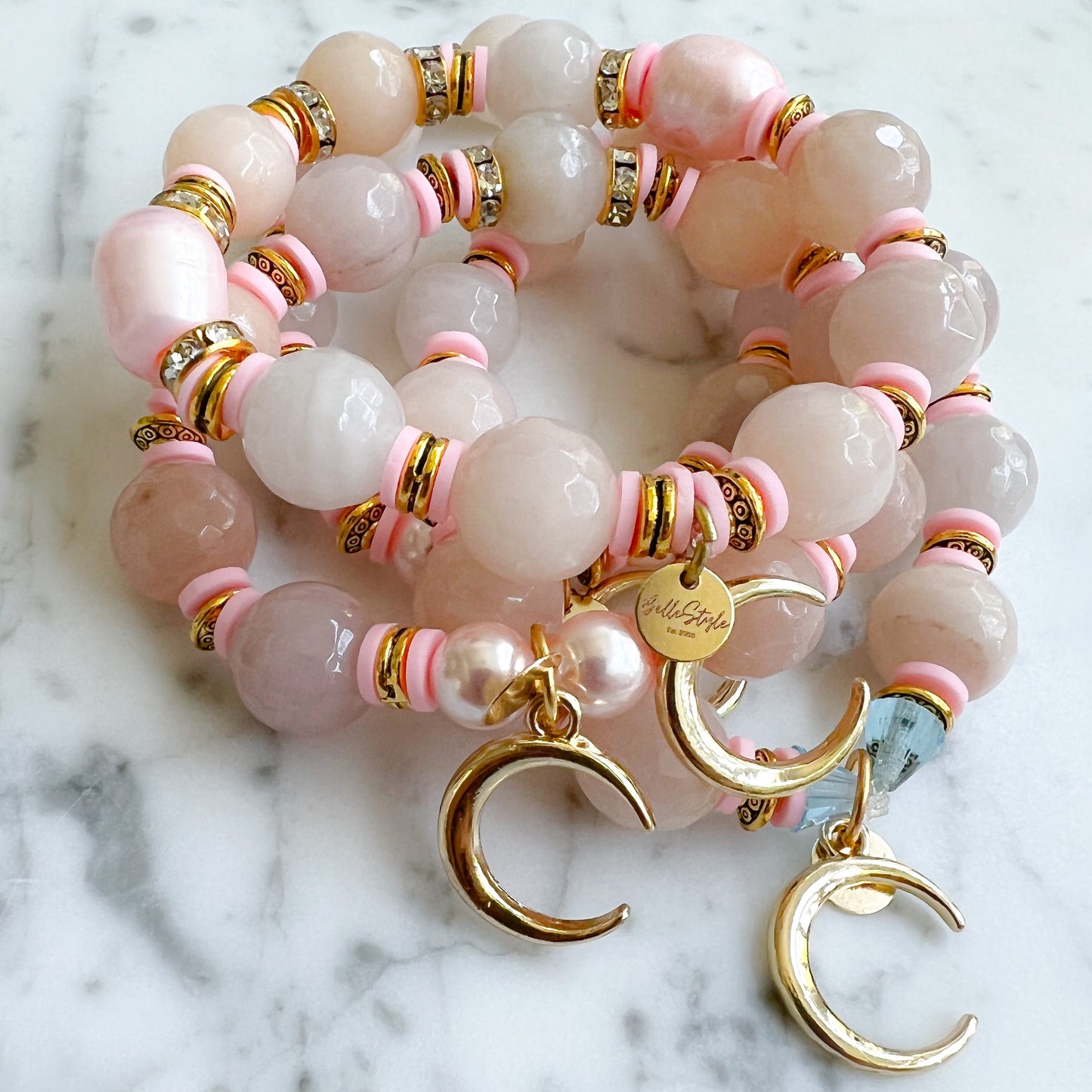 Lunar Gold Peach Quartz Bracelet - BelleStyle
