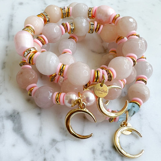 Lunar Gold Peach Quartz Bracelet - BelleStyle