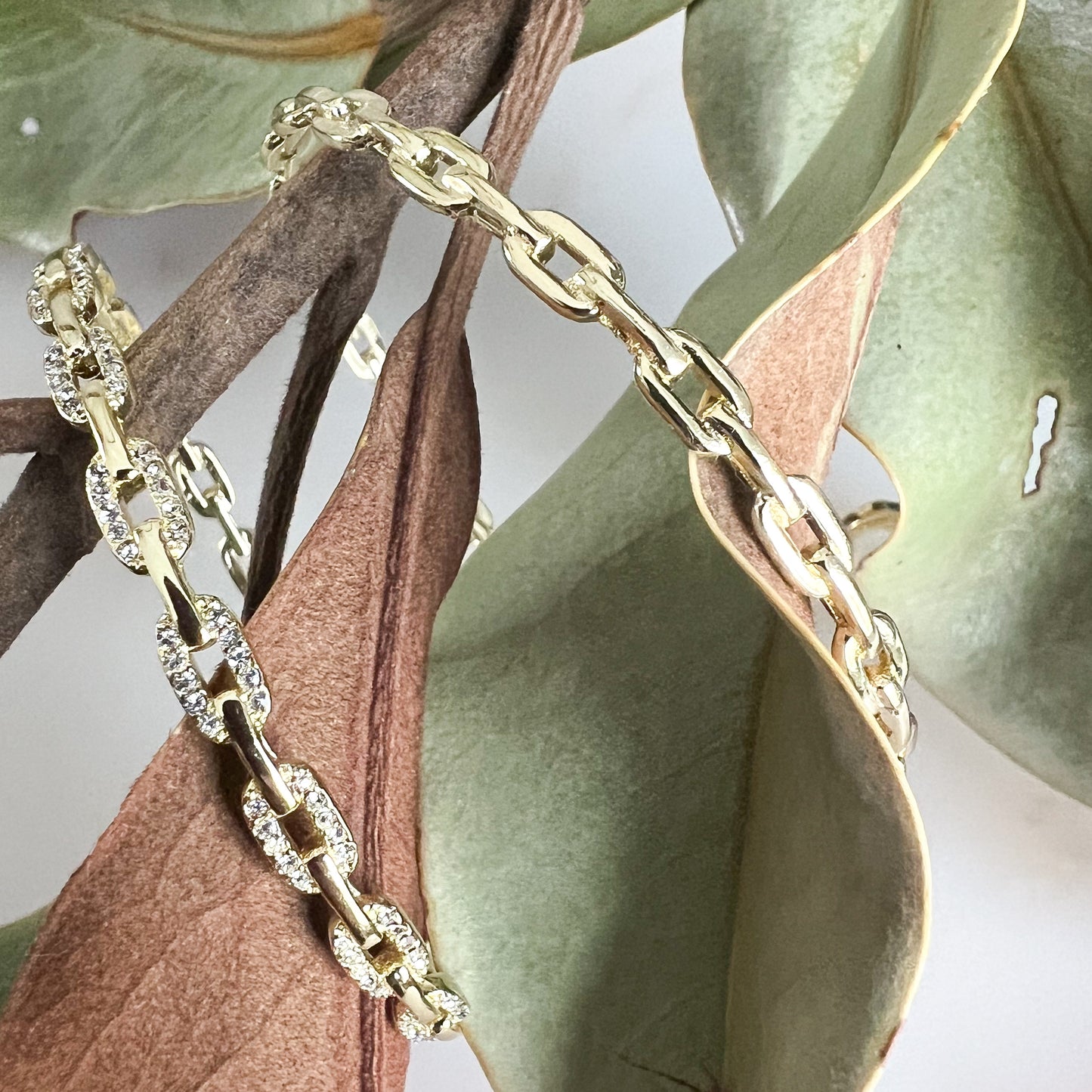 Jaime Crystal Pave Link 925 Cuff Bracelet - BelleStyle