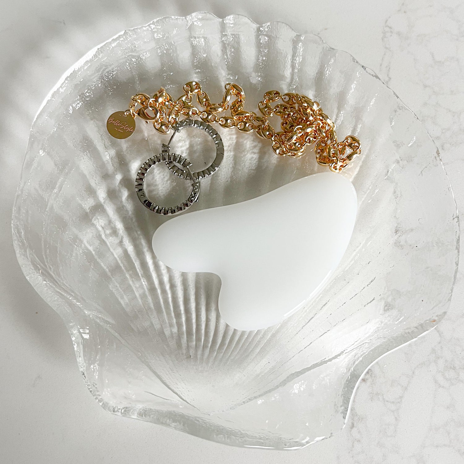 Shell Crystal Glass Jewelry Sponge Dish - BelleStyle
