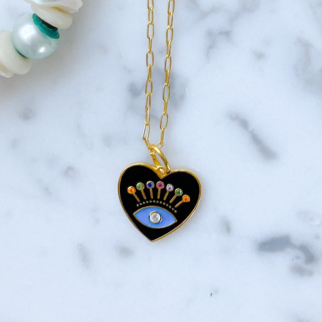 Heart Enamel Crystal Necklace - BelleStyle