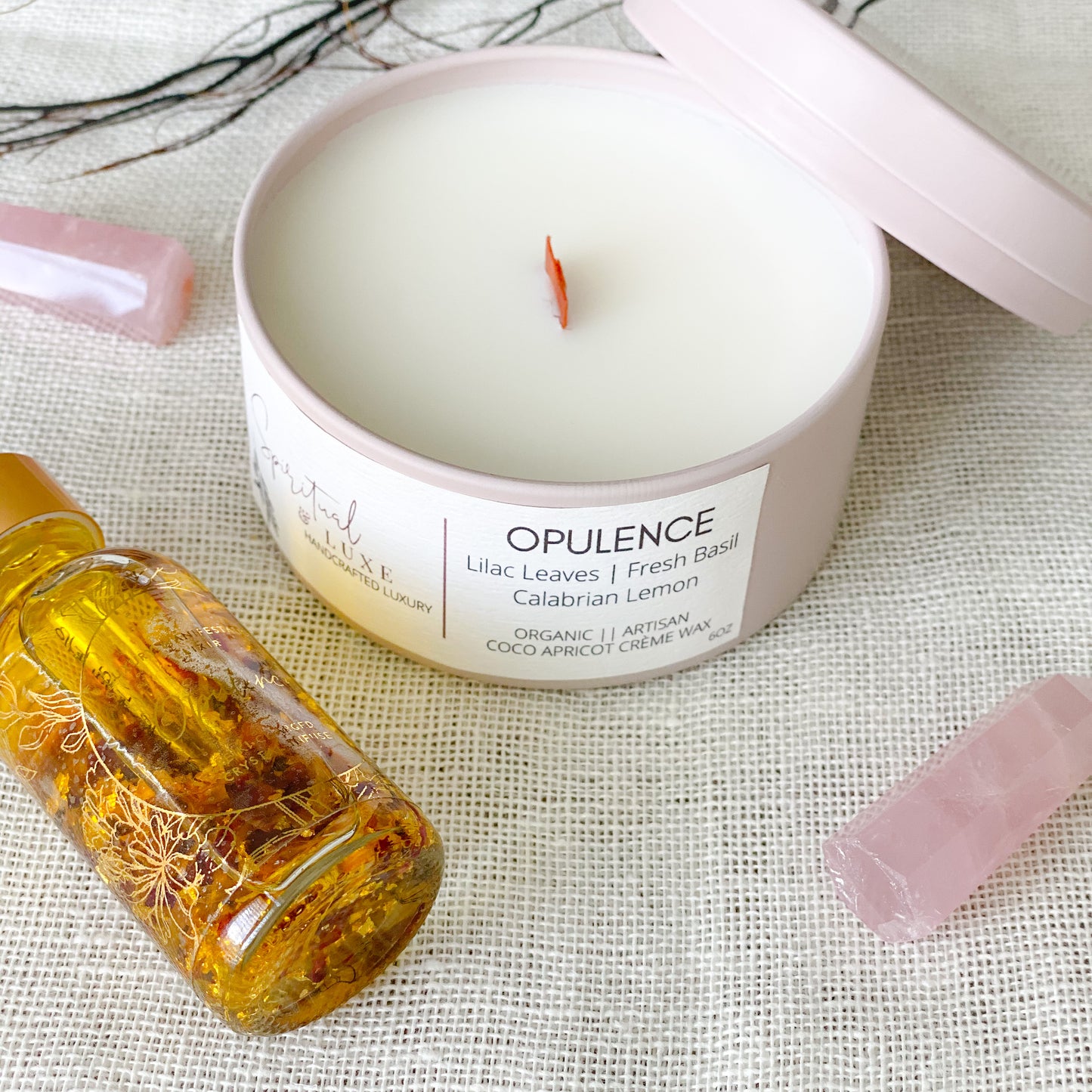 Spiritual & Luxe Opulence Lilac Basil Lemon Candle - Bellestyle