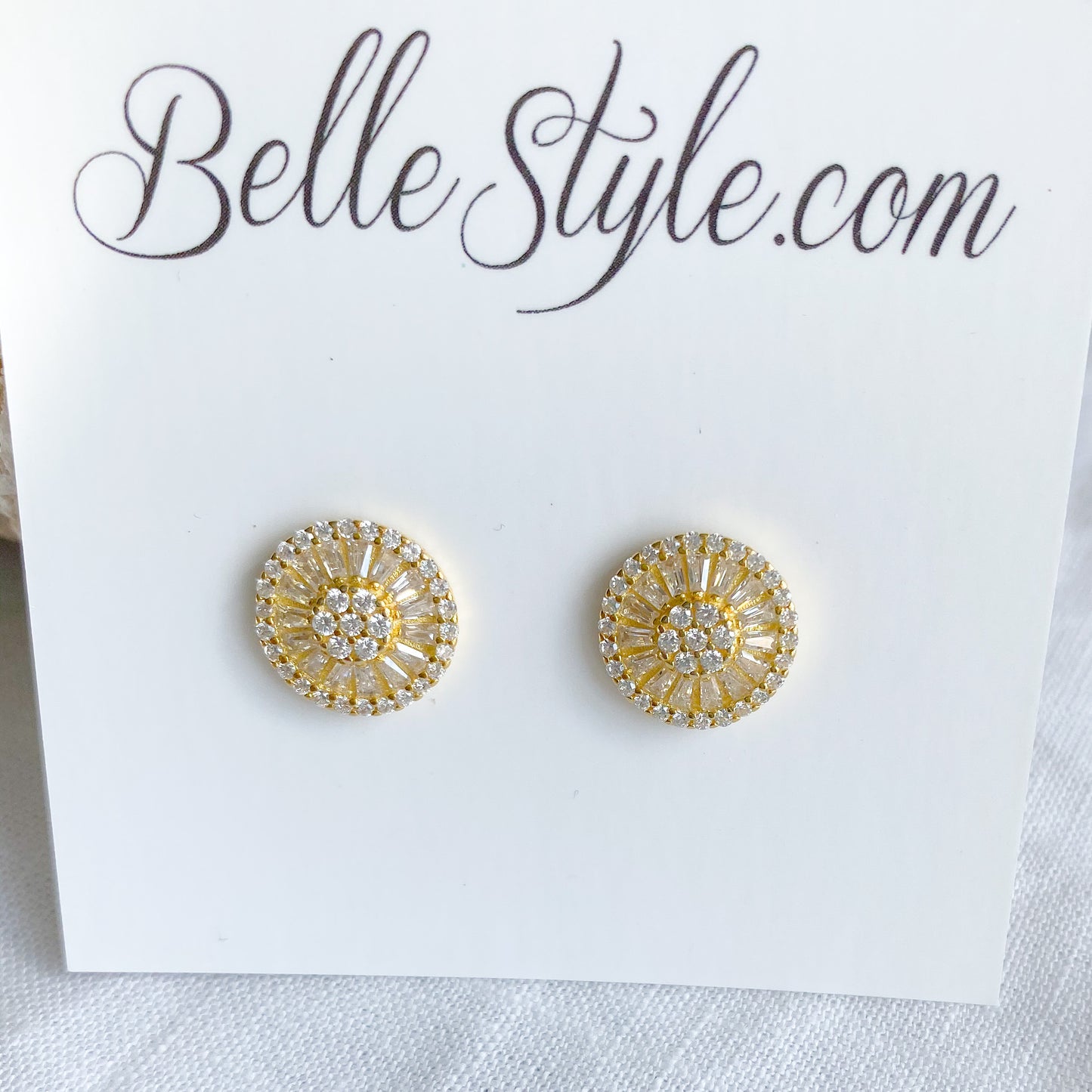 Baguette Circle Crystal Earrings - BelleStyle