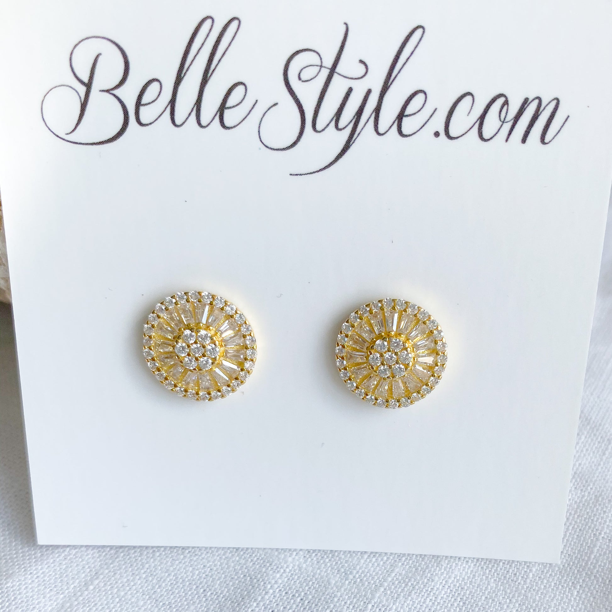 Baguette Circle Crystal Earrings - BelleStyle