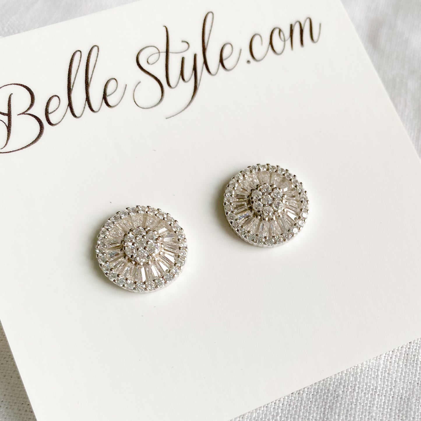 Baguette Circle Crystal Earrings - BelleStyle
