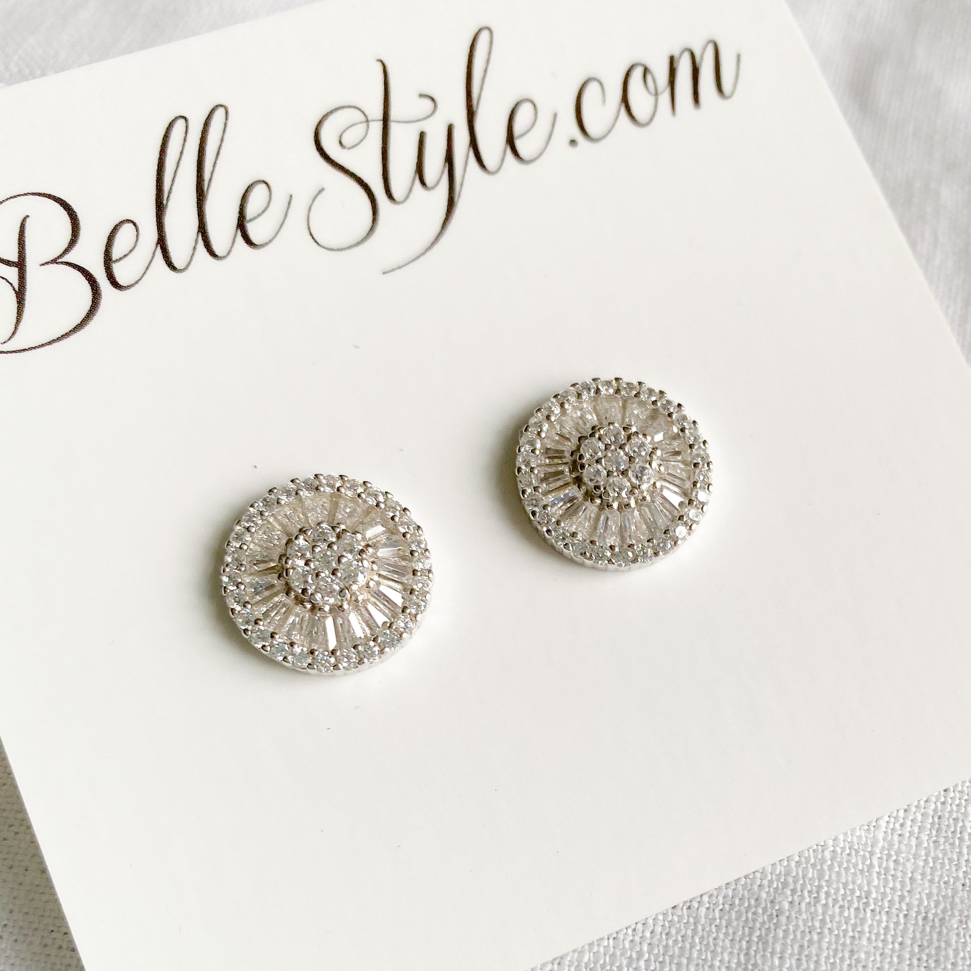 Baguette Circle Crystal Earrings - BelleStyle