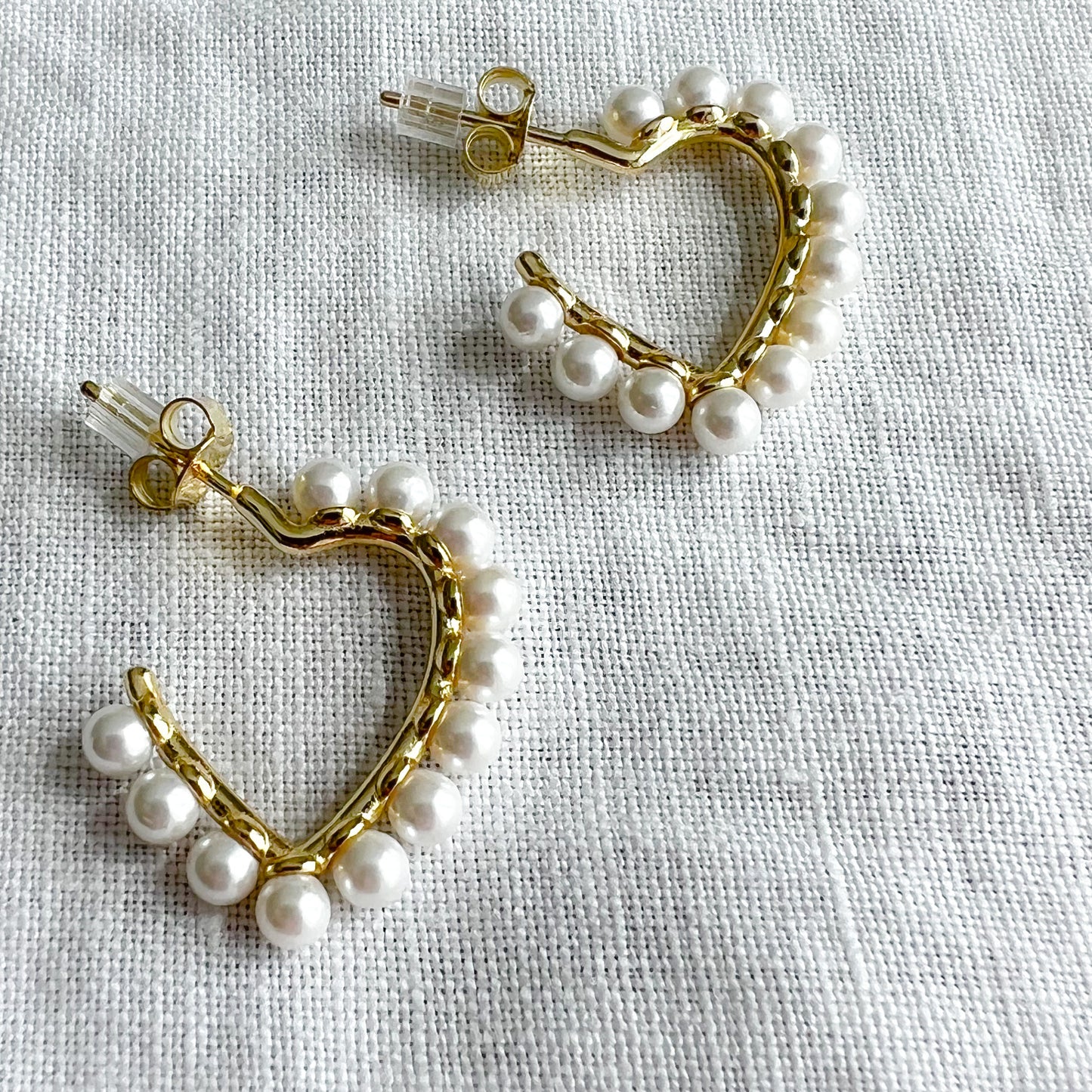 Pearl Heart Earrings - BelleStyle