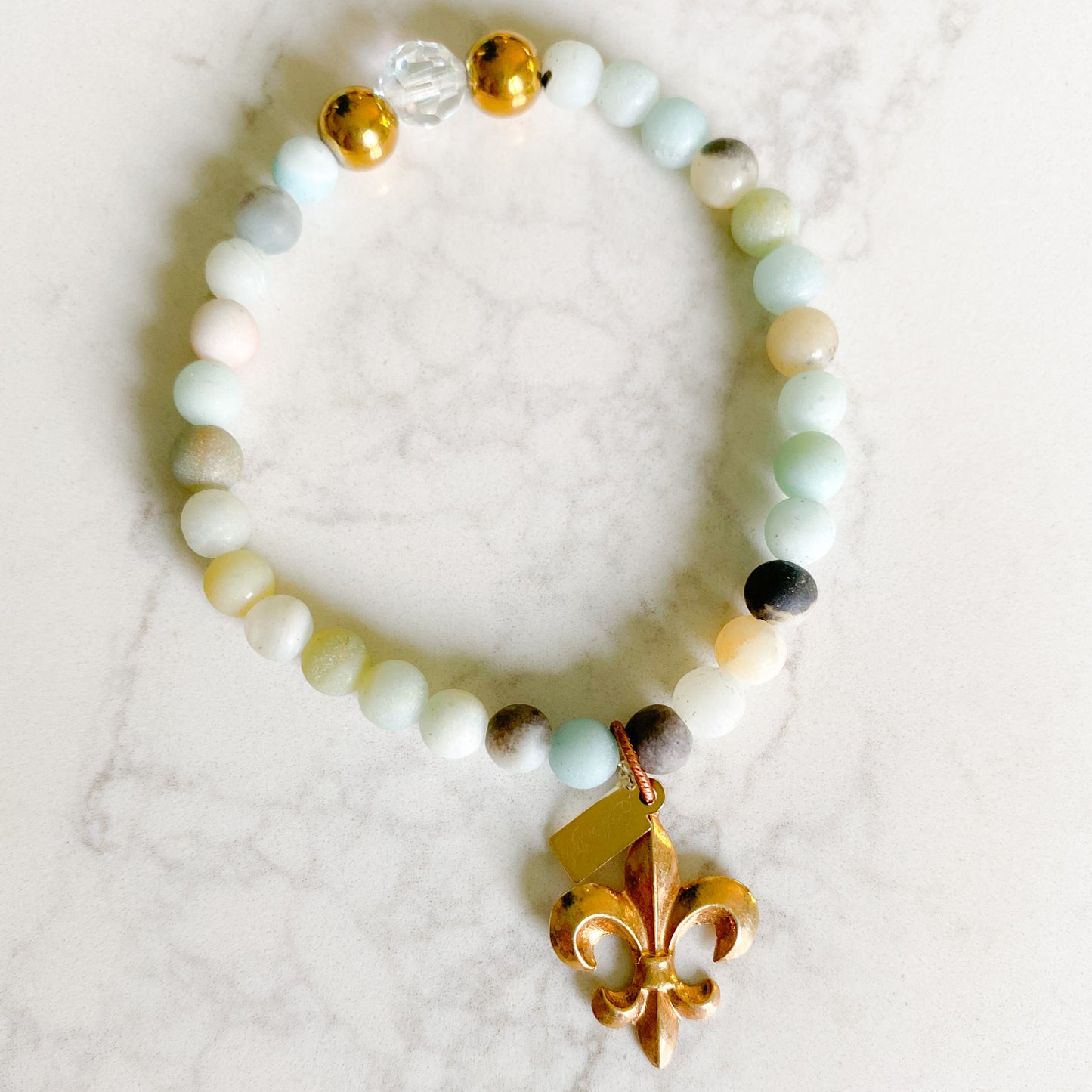 Amazonite Charm Bracelet - Bellestyle Fleur de lis