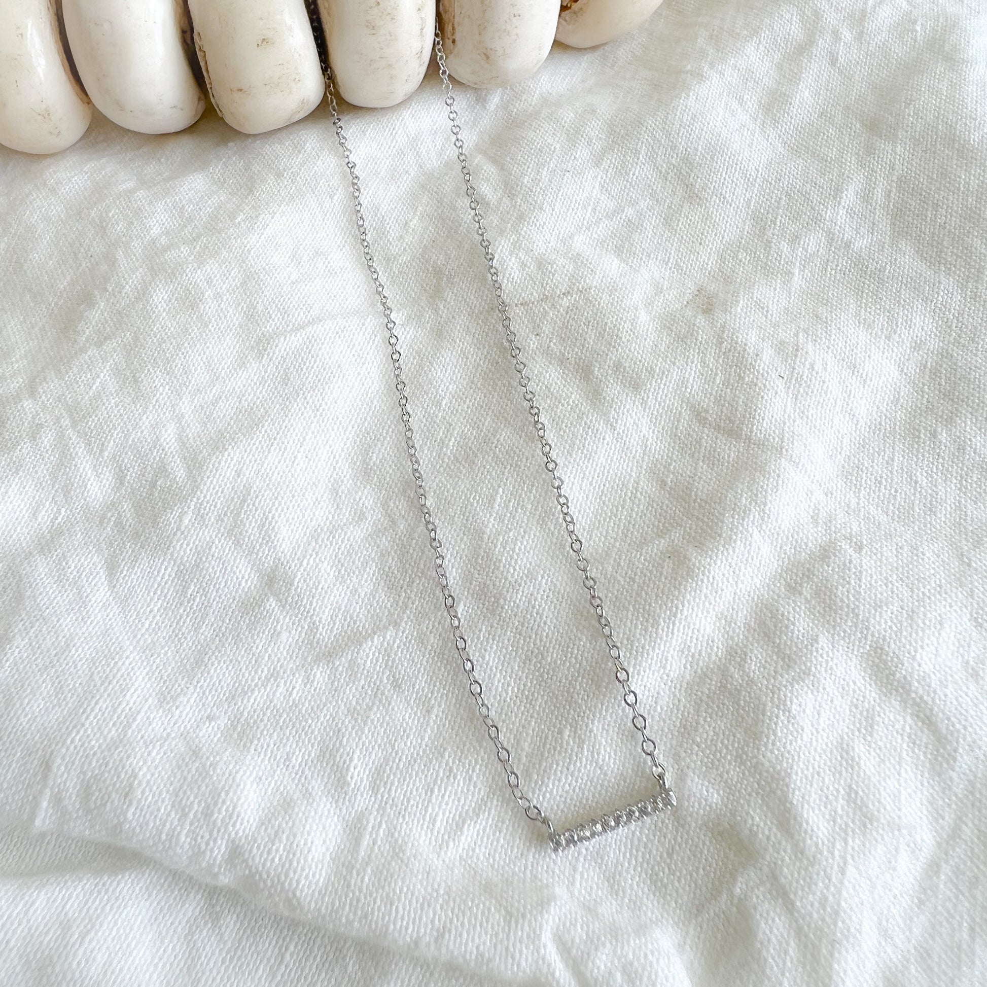 Fillmore Open Rectangle Sterling Silver Necklace - BelleStyle