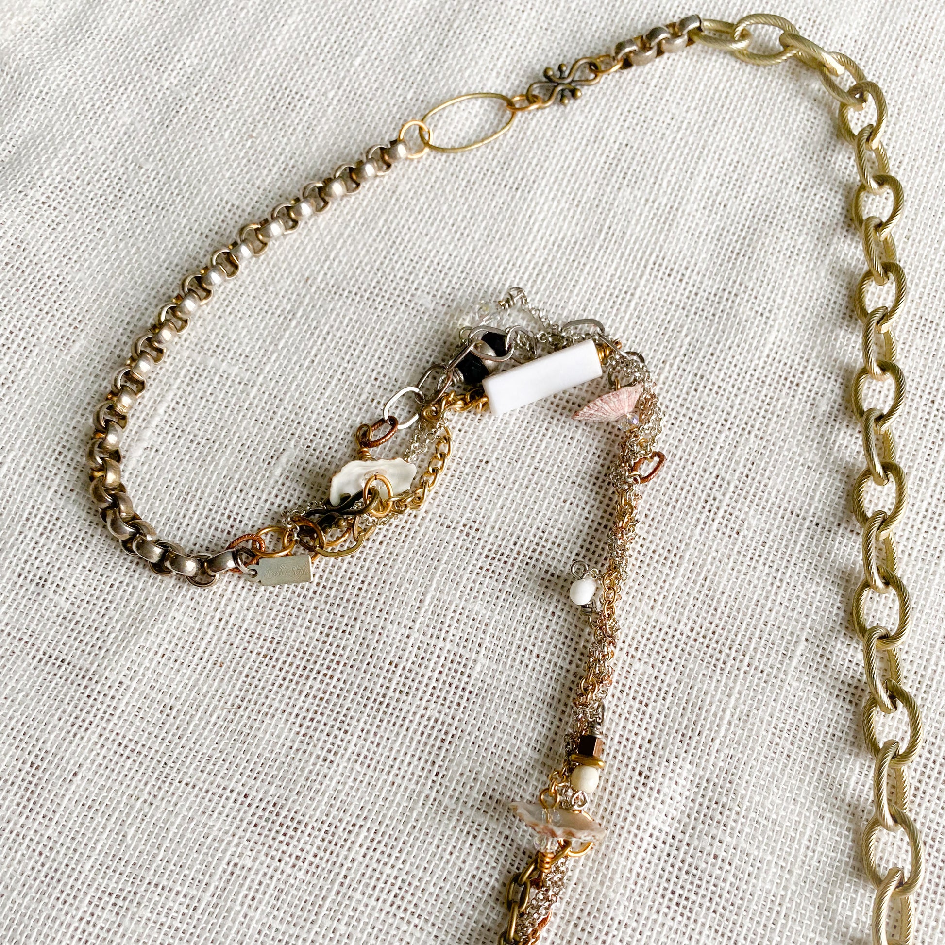 Mother of Pearl Braided Chain Necklace - BelleStyle