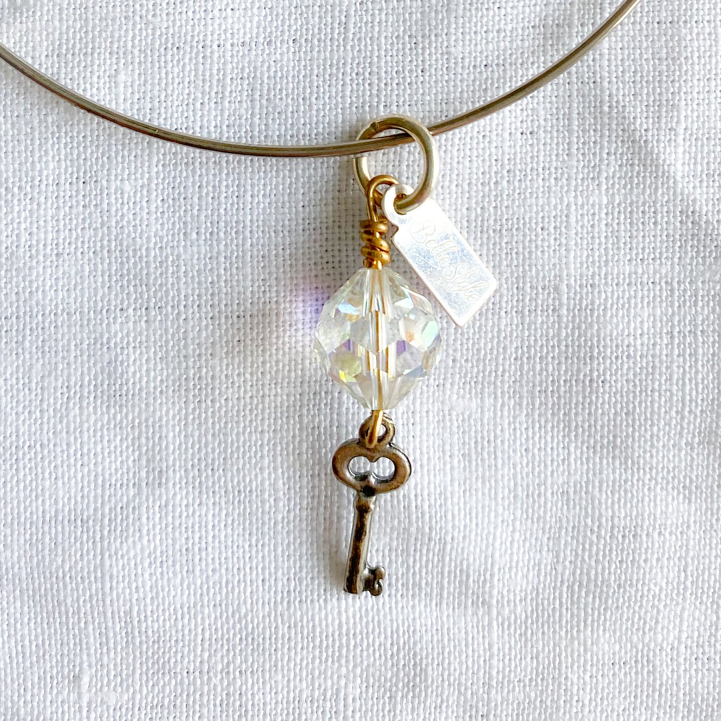 Mini Key Swarovski Silver Bangle - BelleStyle