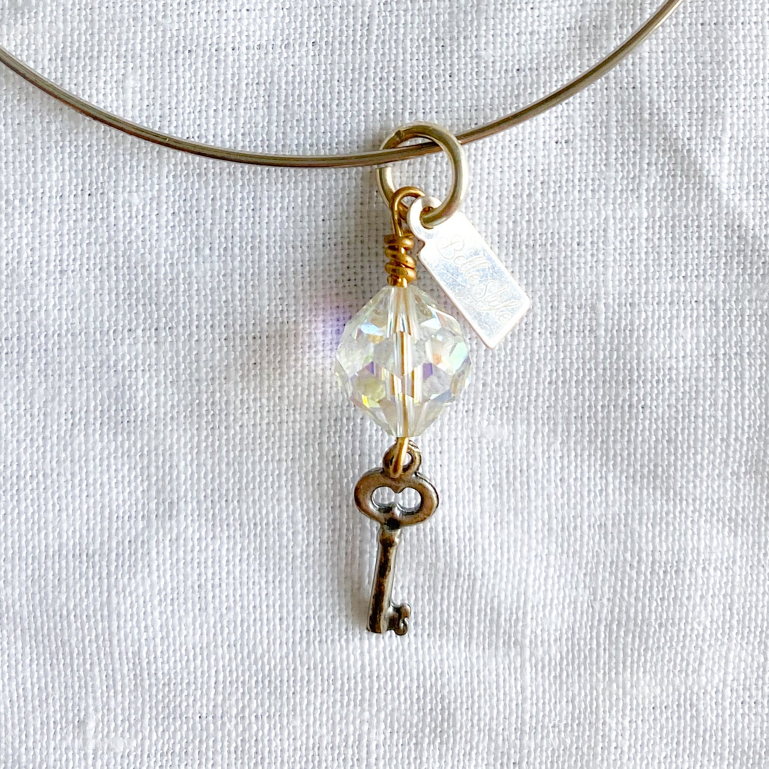 Mini Key Swarovski Silver Bangle - BelleStyle