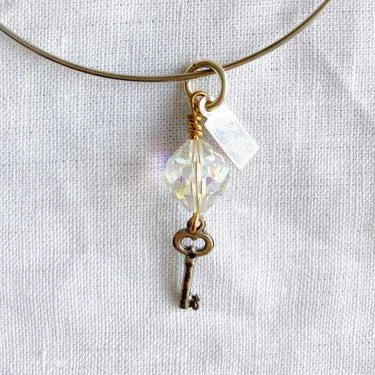 Mini Key Swarovski Silver Bangle - BelleStyle