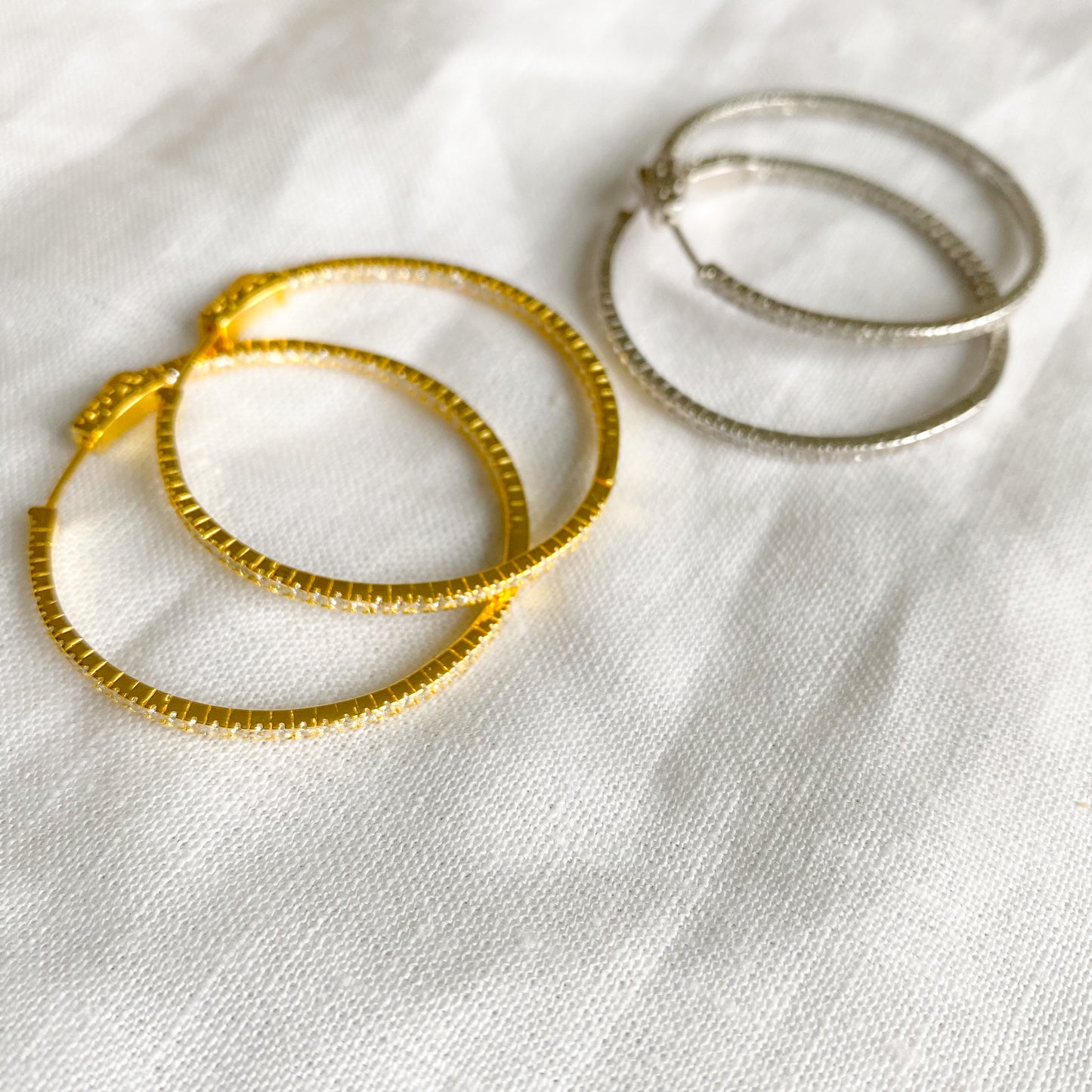 Taylor Gold Crystal Hoop Earrings - BelleStyle