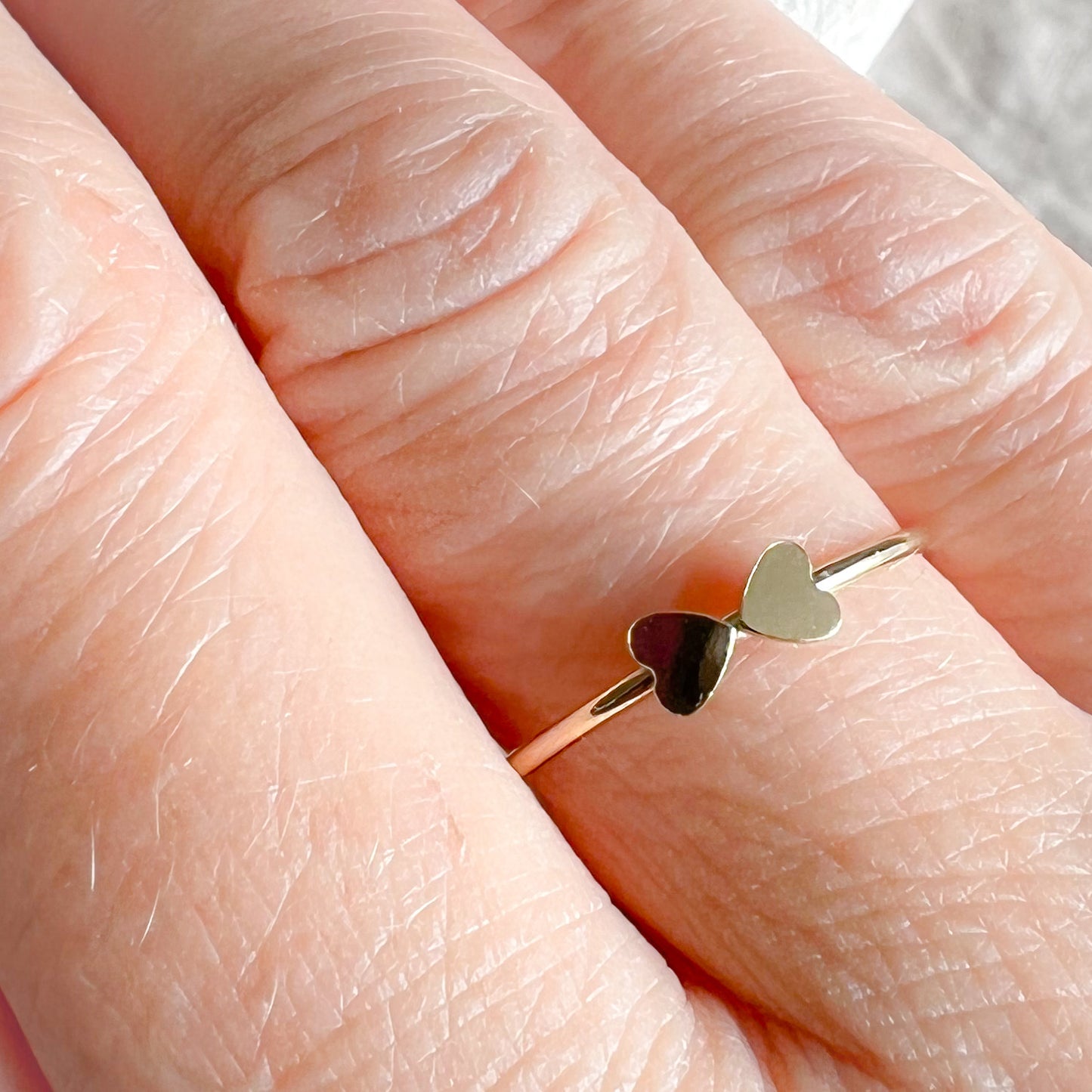 Double Heart Gold Ring Size 7 - BelleStyle
