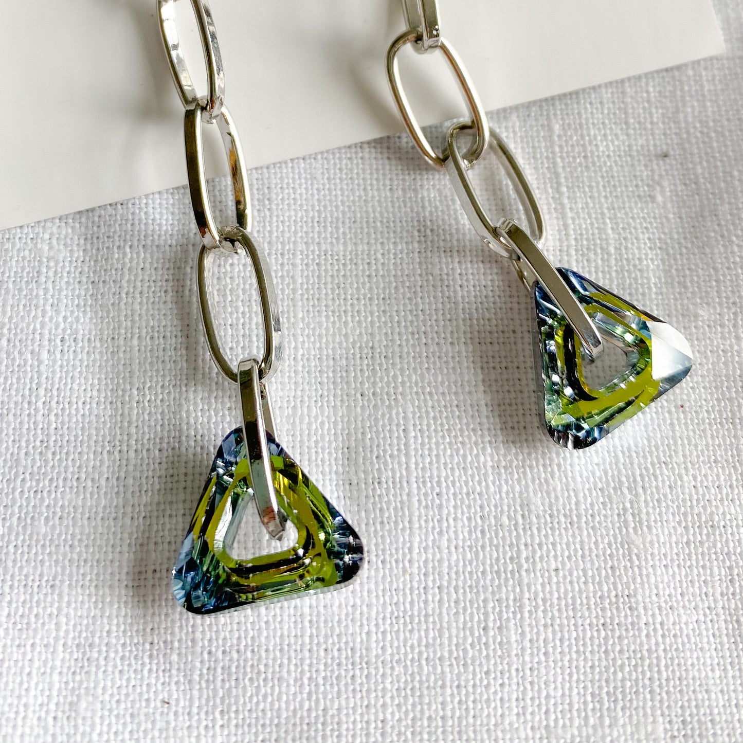 Swarovski Triangle Link Earrings - BelleStyle