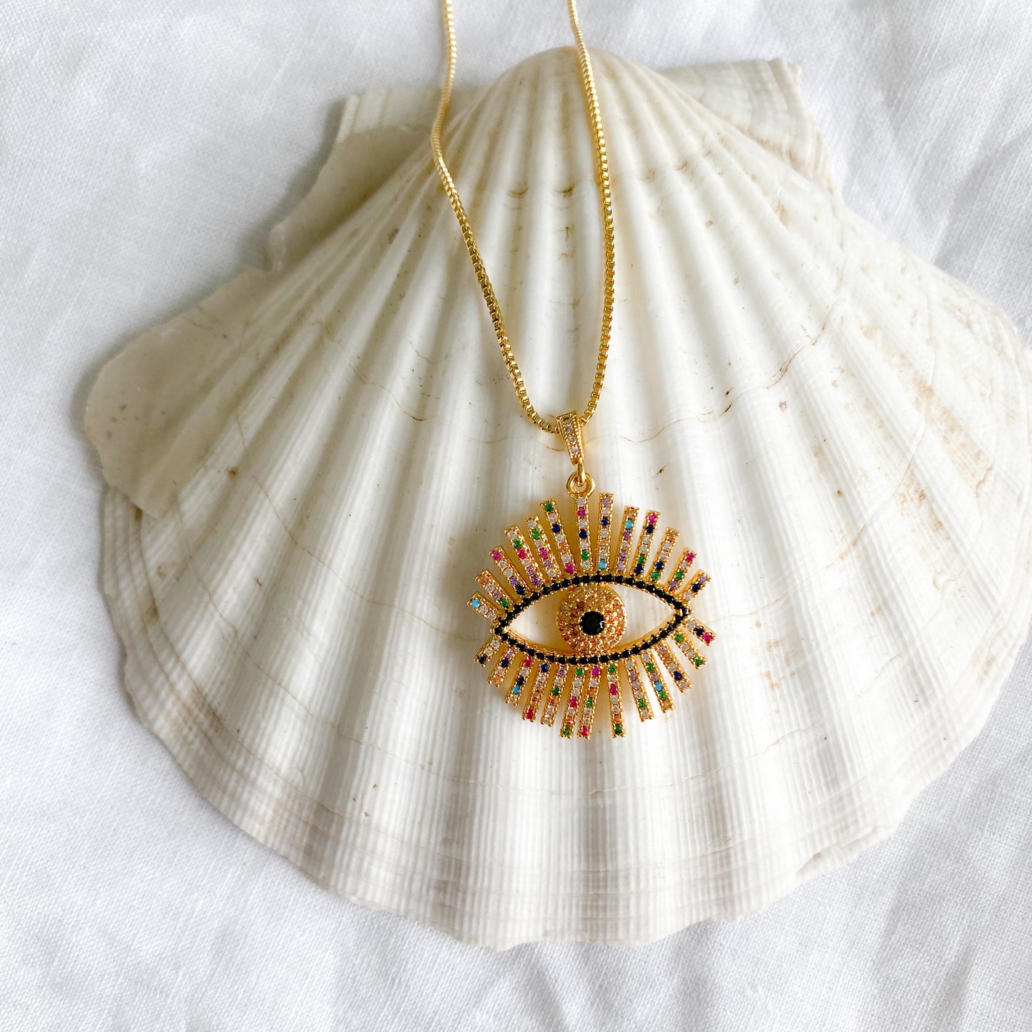 Rainbow Evil Eye Necklace - BelleStyle