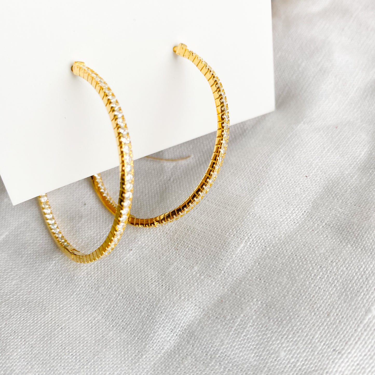 Taylor Gold Crystal Hoop Earrings - BelleStyle