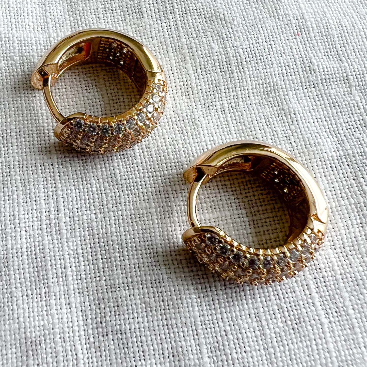 Small Pave Crystal Hoops - BelleStyle