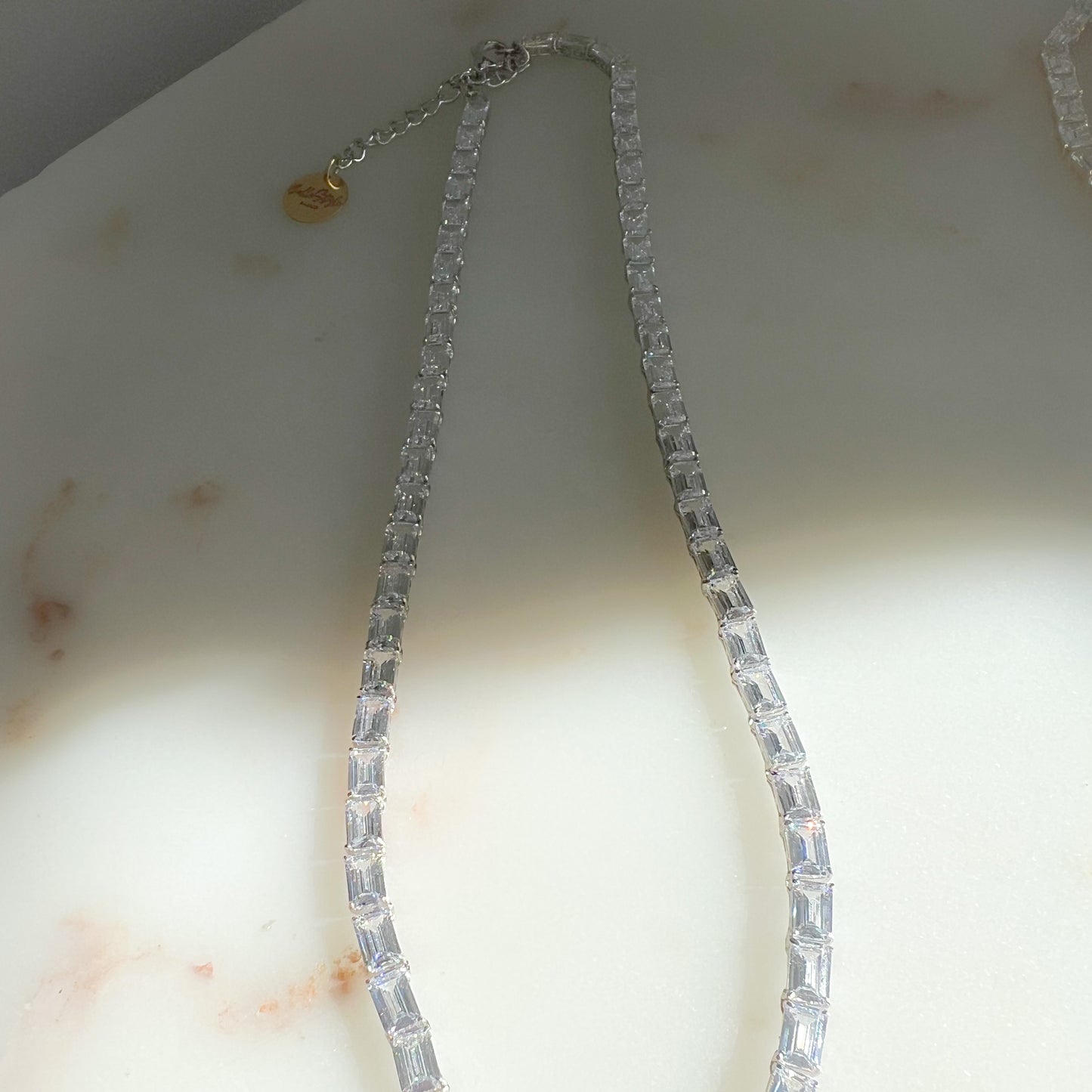 Liberty Baguette Crystal 925 Statement Necklace - BelleStyle