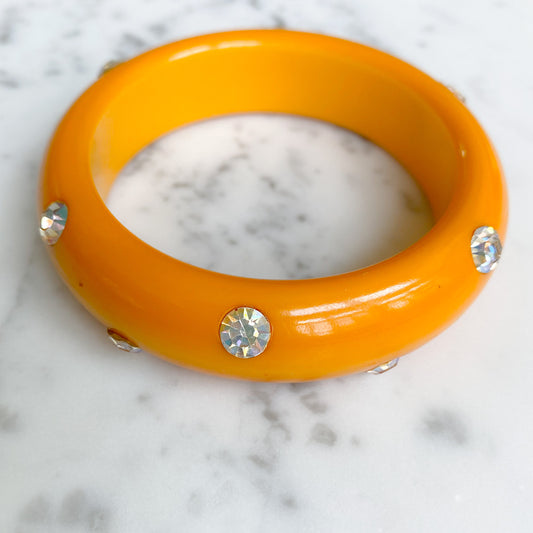 Butterscotch Bakelite Vintage Swarovski Bangle - Bellestyle
