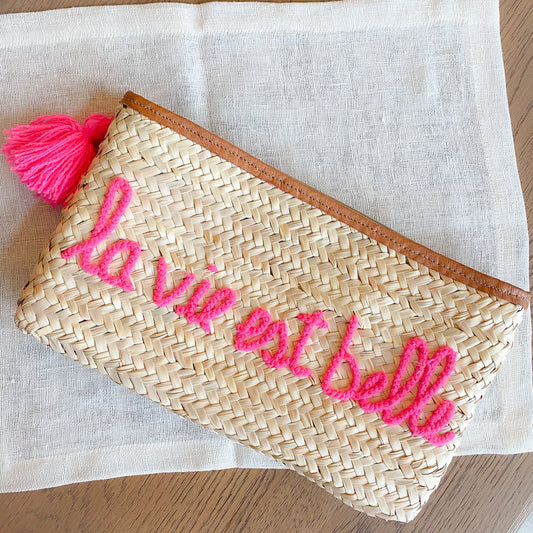 La Vie Est Belle Pink Clutch