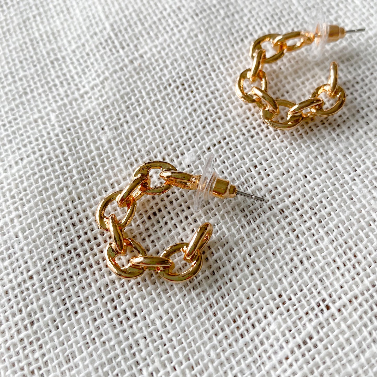 Small Link Chain Hoop Earrings - Bellestyle